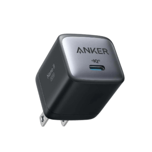 Anker 30W Adapter with USB-C port for fast charging on-the-go.