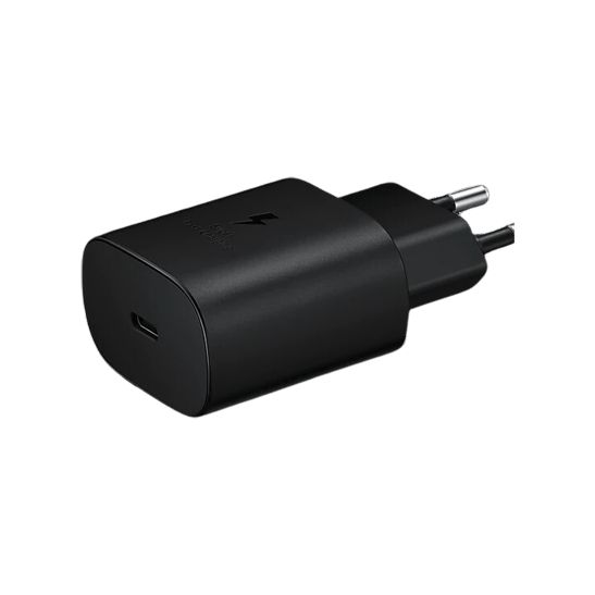 High-speed 25W Samsung Galaxy adapter for fast charging.